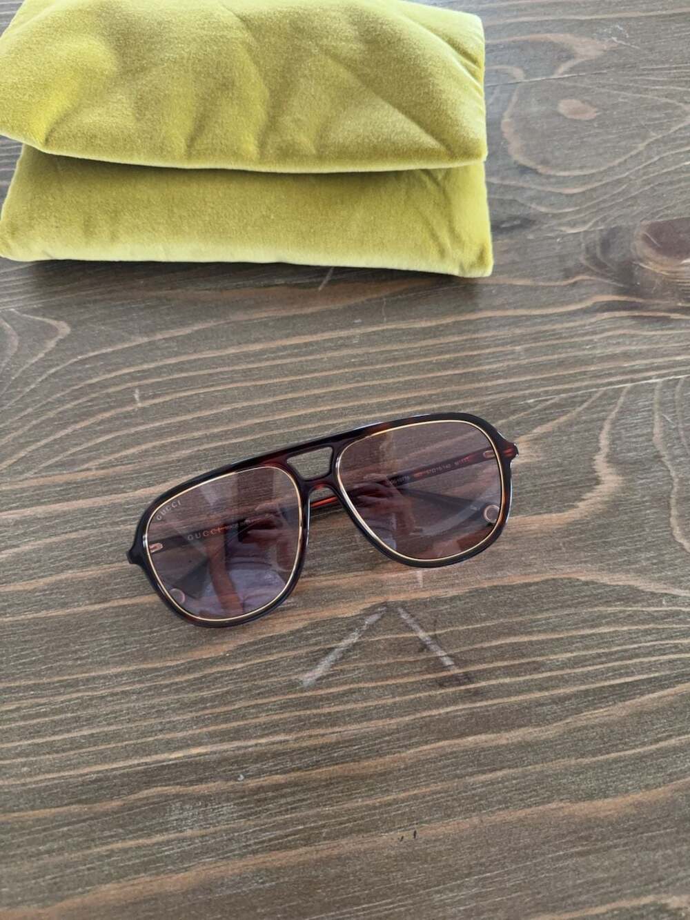 Gucci GG1077S Aviator Sunglasses Tortoiseshell